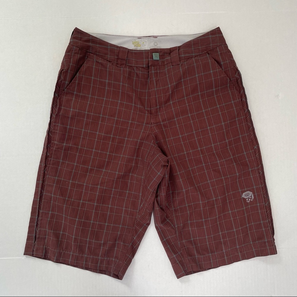 Mountain Hardwear Trotter Trunks Plaid Flat Front Casual Shorts Sz 30 Maroon 13”